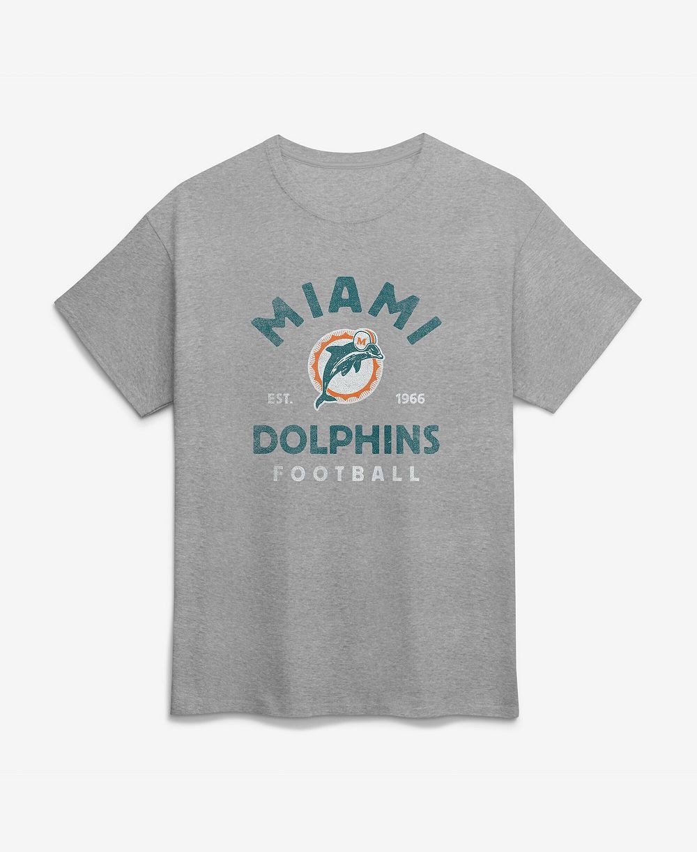 Мужская футболка Logo Athletic Heather Gray Miami Dolphins Vintage Arch
