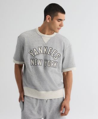 Fanatics Men's Steel Heather New York Yankees Iconic Terry Short Sleeve Sweatshirt