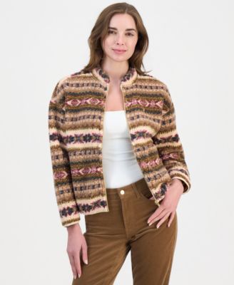 Женская куртка Nautica с полным zipper-замком из флиса Sherpa с узором Фейр-Айл