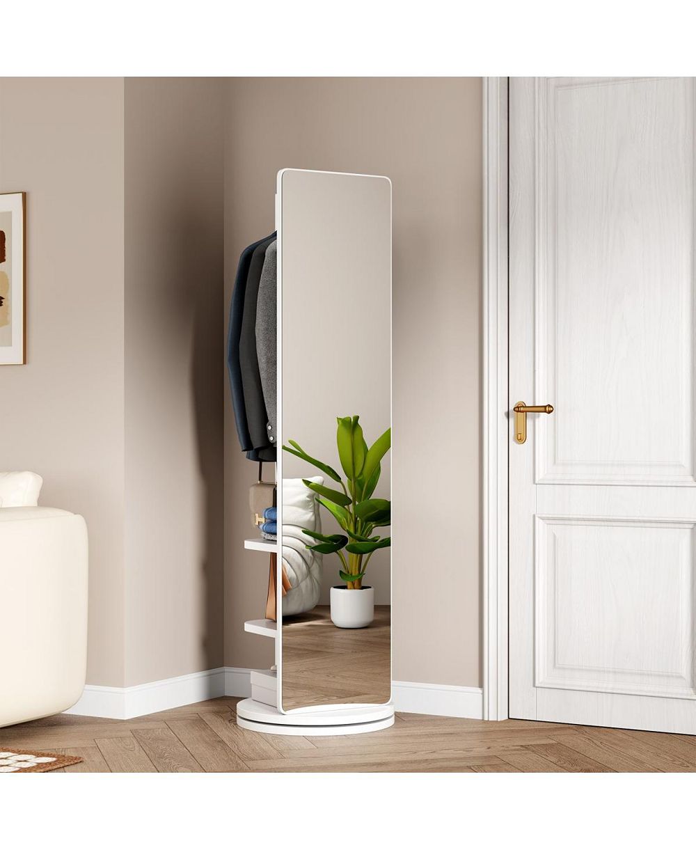 LAOTIES 69" Full Length Mirror with Stand, 360degree(s) Rotating Wood Freestanding Mirror for Bedroom and Living Room