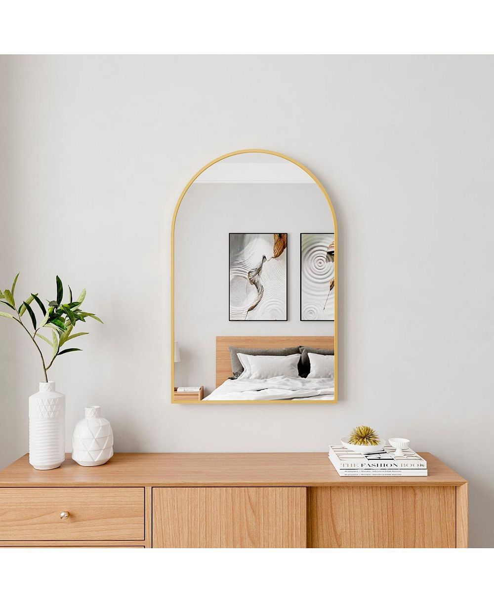 LAOTIES 36" x 24" Arched Wall Mirror, Arch-Shaped Bathroom Vanity Mirror with Aluminum Alloy Frame