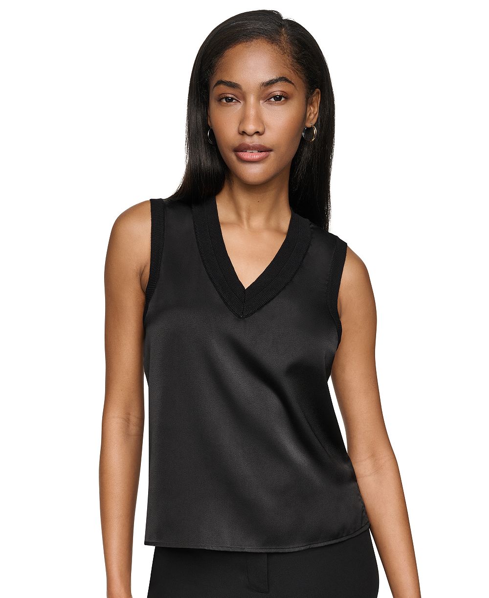 Детское платье DKNY Petite Mix Media V-Neck Sleeveless Pull-On Top