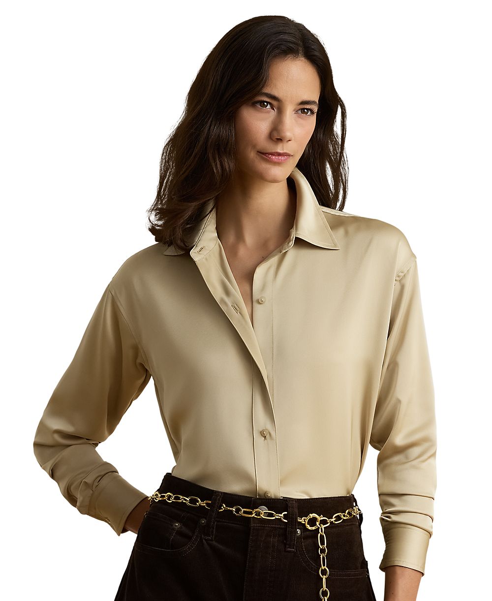 Lauren Ralph Lauren Petite Long-Sleeve Satin Blouse