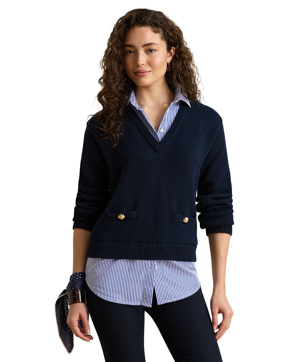 Lauren Ralph Lauren Petite Collared Long-Sleeve Sweater