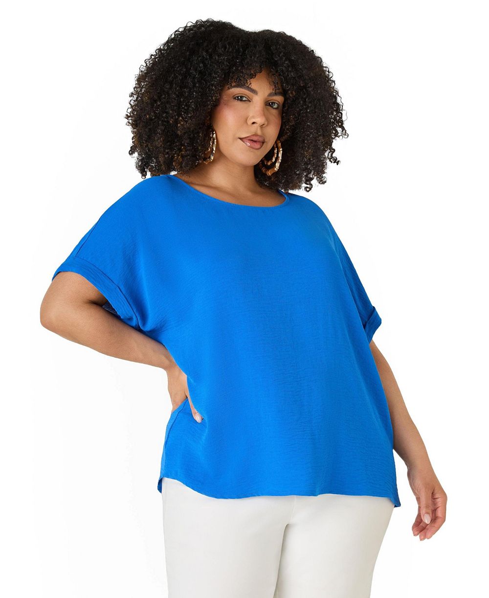 Ashley Stewart Plus Size Cuffed Textured Women's Top