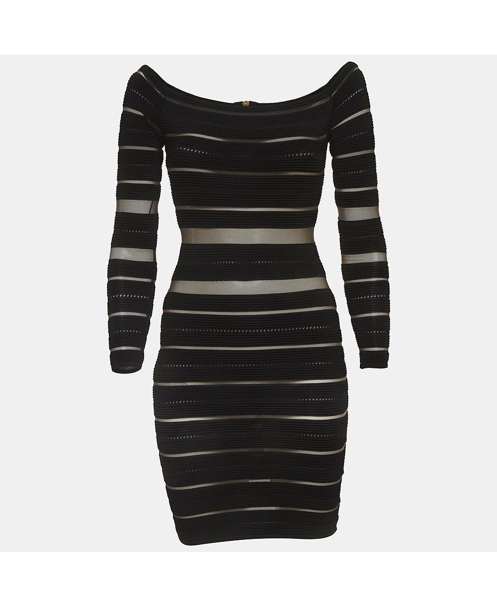 Pre-Owned Balmain Женское мини-платье в полоску с открытыми плечами
