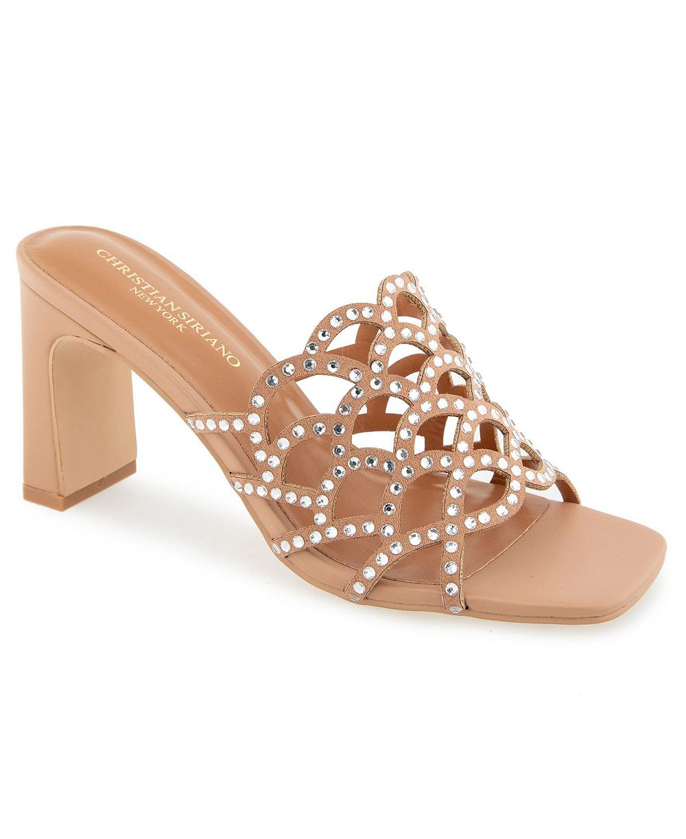 Christian Siriano Women's Francez Scalloped Rhinestone Heeled Sandal