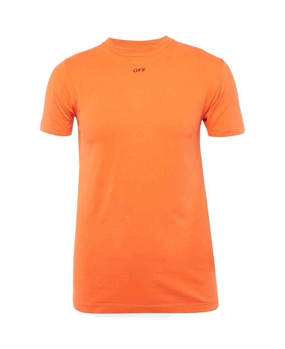 Pre-Owned Off-White Men's ange Logo Print Cotton Crew Neck T-Shirt