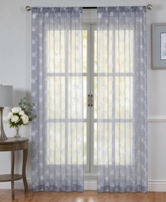 Shadisfy Sheer Voile Curtains with Rose Embroidery - Rod Pocket Ready 2 Panels