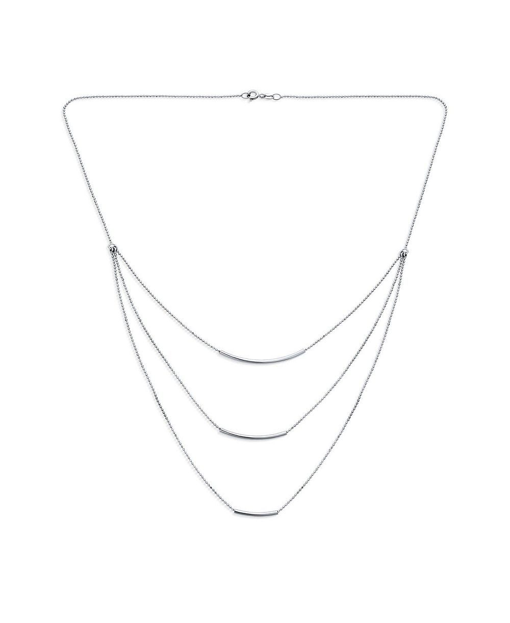 Bling Jewelry многослойное колье с изогнутым стержнем из серебра .925 sterling silver