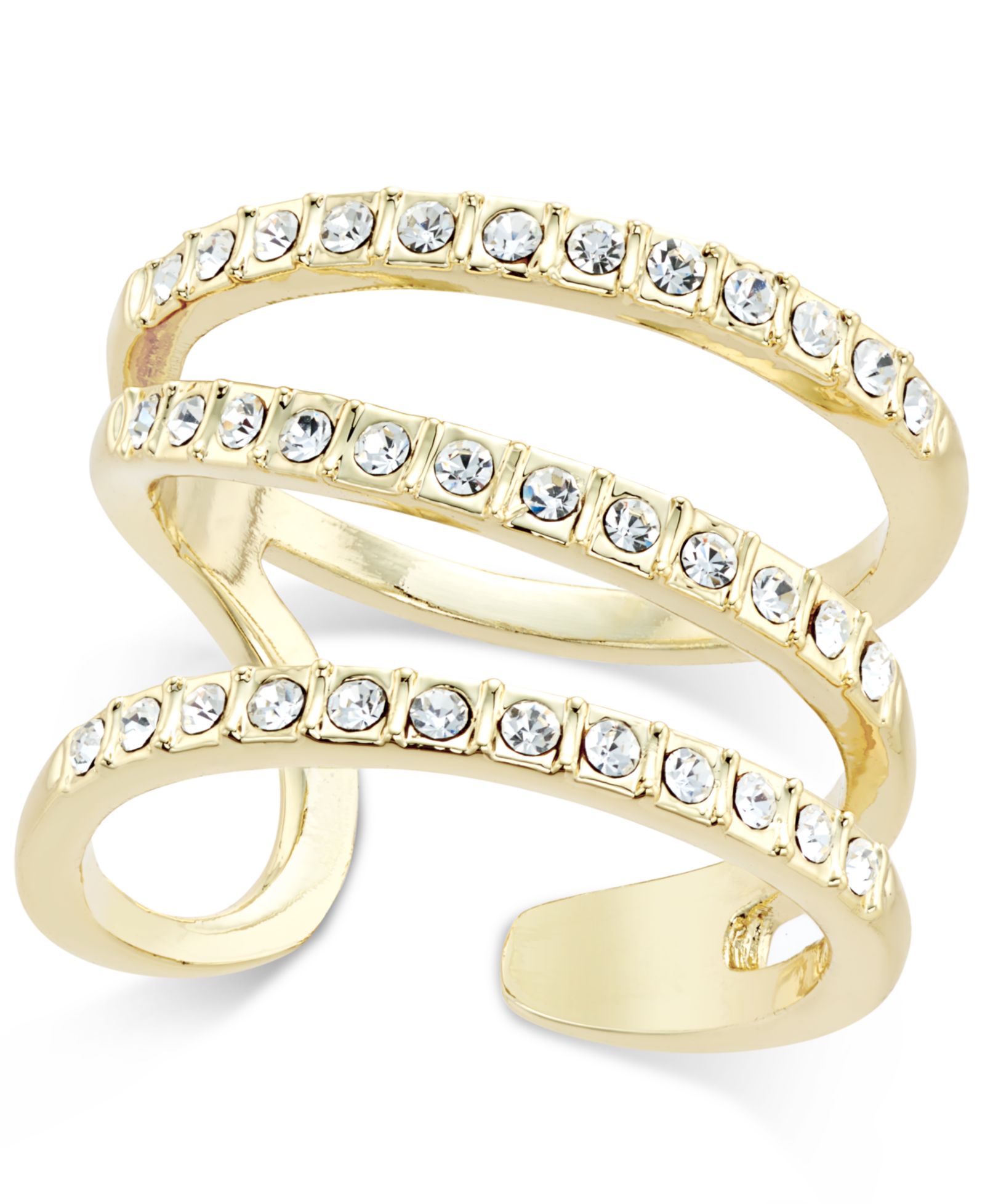 I.N.C. International Concepts Gold-Tone Triple Band Pavé Statement Ring, Created for Macy's