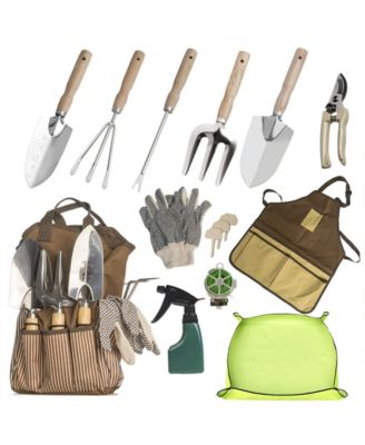 XDOVET Garden Tools Set Tote Apron Repotting Mat Stainless Steel Kit