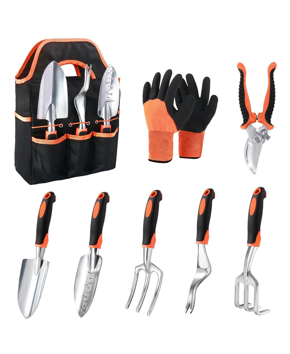 XDOVET Garden Tools Set 8 Piece Non Slip Handle Heavy Duty Storage Bag Kit Hand Gift