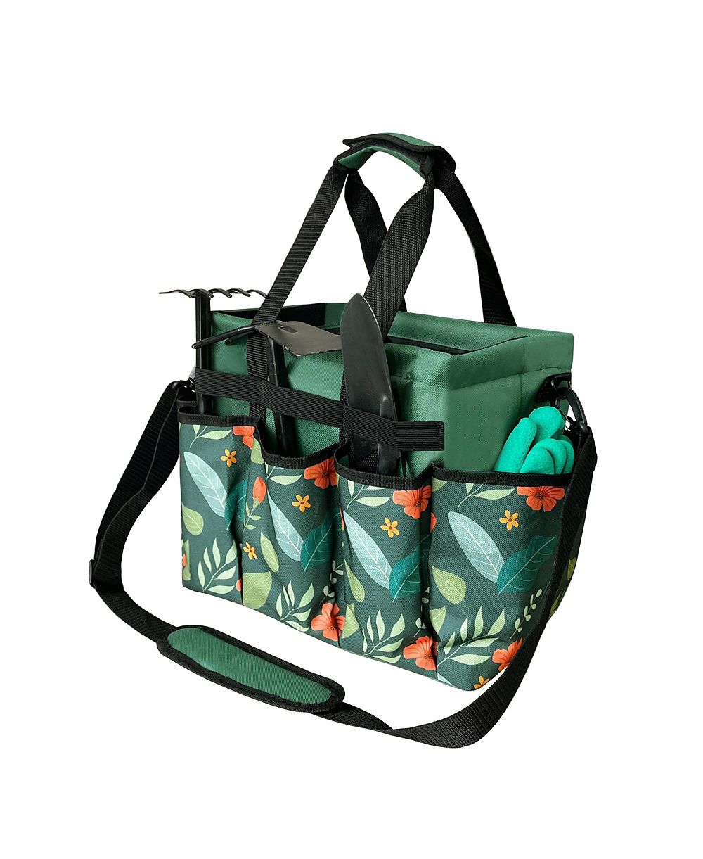 XDOVET Garden Tool Bag Oxford Tote Hard Bottom Adjustable Strap
