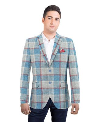 Elie Balleh Men's Slim Fit Plaid Sports Blazer