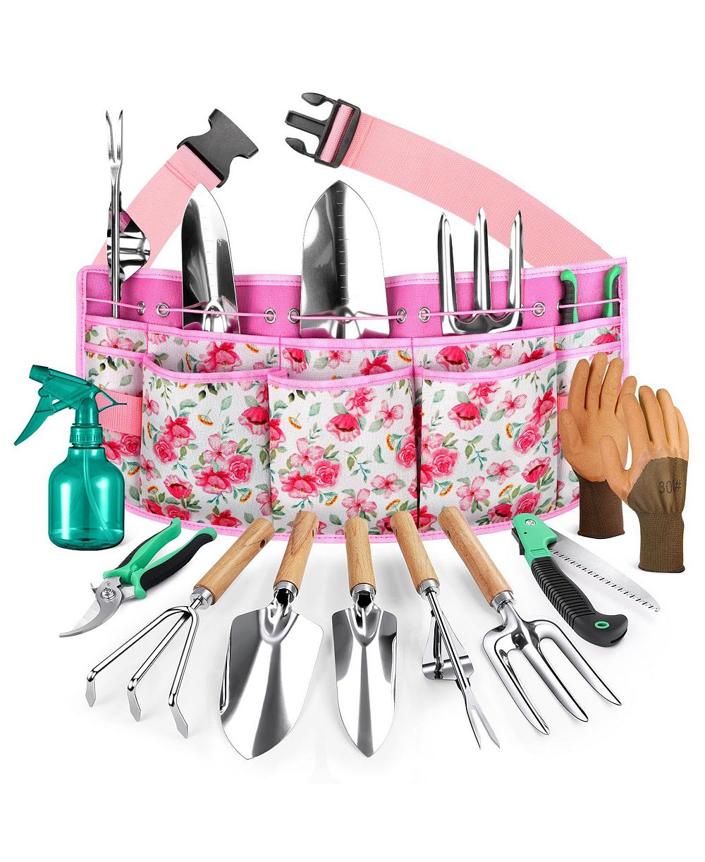 XDOVET Garden Tool Set Organizer Belt 10-Piece Rust-Proof Kit Gift