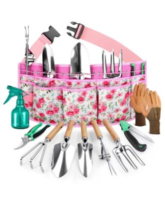 XDOVET Garden Tool Set Organizer Belt 10-Piece Rust-Proof Kit Gift