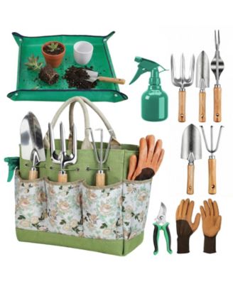 XDOVET Gardening Tool Set Heavy Duty Rust-proof With Tote Bag Repotting Mat