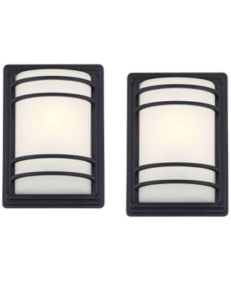 John Timberland Habitat Modern Industrial Outdoor Wall Light Fixtures Set of 2  Metal 11inch  Frosted Glass for Post Exterior Barn Deck
