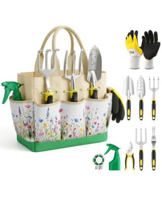 XDOVET Gardening Tools Set Heavy Duty Organizer Handbag Rust-proof Weeding Kit Gifts Women