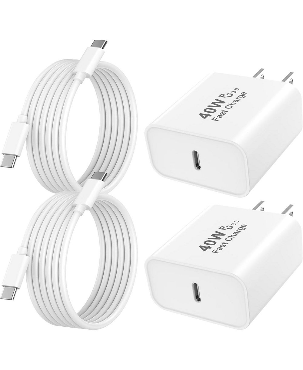 GONEZ быстрый зарядный адаптер 40W USB C с кабелем Type C 6FT для iPhone 17, 16, 15 Series, комплект из 2 шт