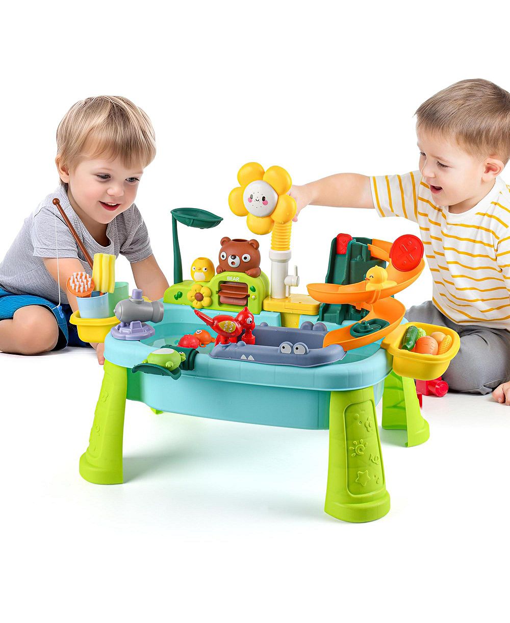 GNUADZ 4-in-1 Sand Water Table with Battery-Powered Water Pump, Adjustable Height, Ages 5-7
