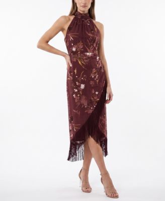 Taylor Women's Tassel Trimmed Halter Dress