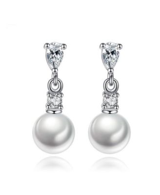 Серьги капли с искусственным жемчугом и кубическим цирконием Dloria Pear Cut