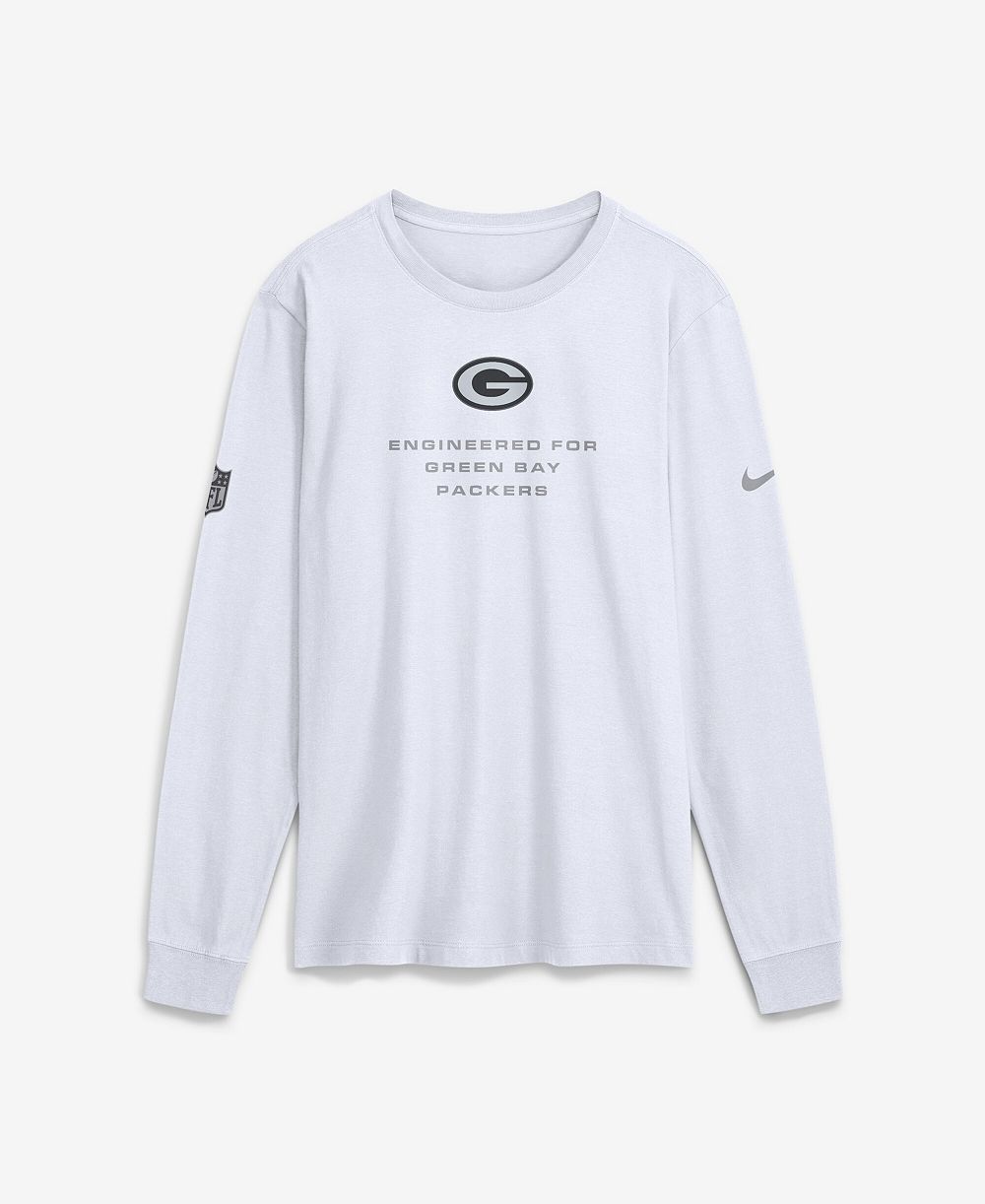 Nike Men's White Green Bay Packers Sideline Bold Arch Star Dri-FIT Long Sleeve T-Shirt