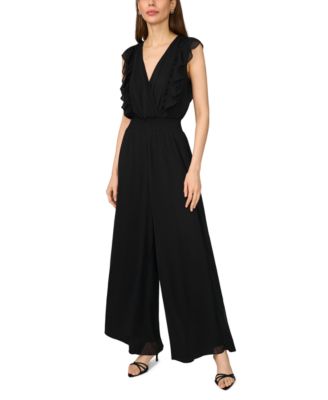 MSK Women's Surplice Flutter-Sleeve Smocked Waist Jumpsuit