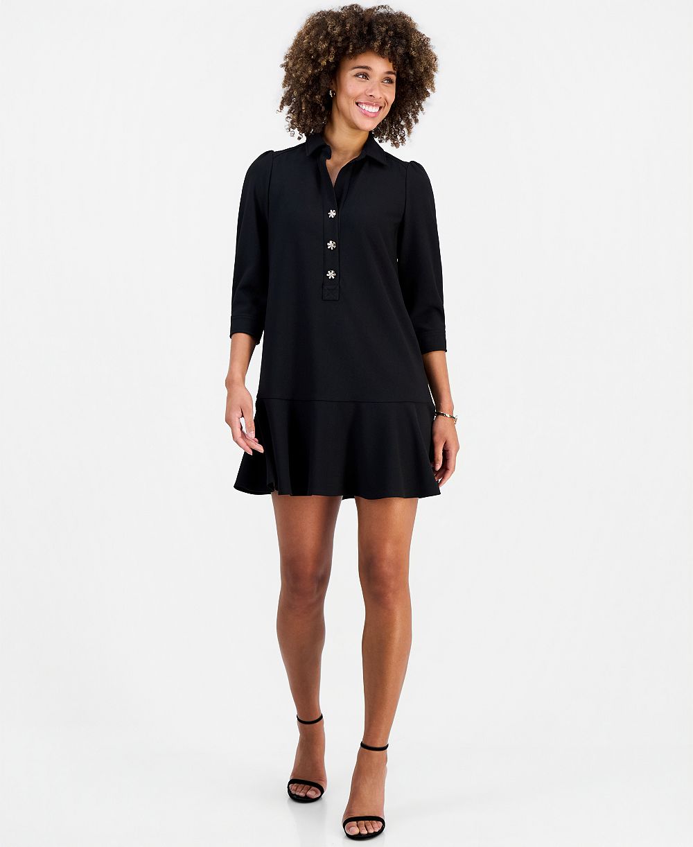 Женское платье Robbie Bee Collared 3/4-Sleeve Flared-Hem