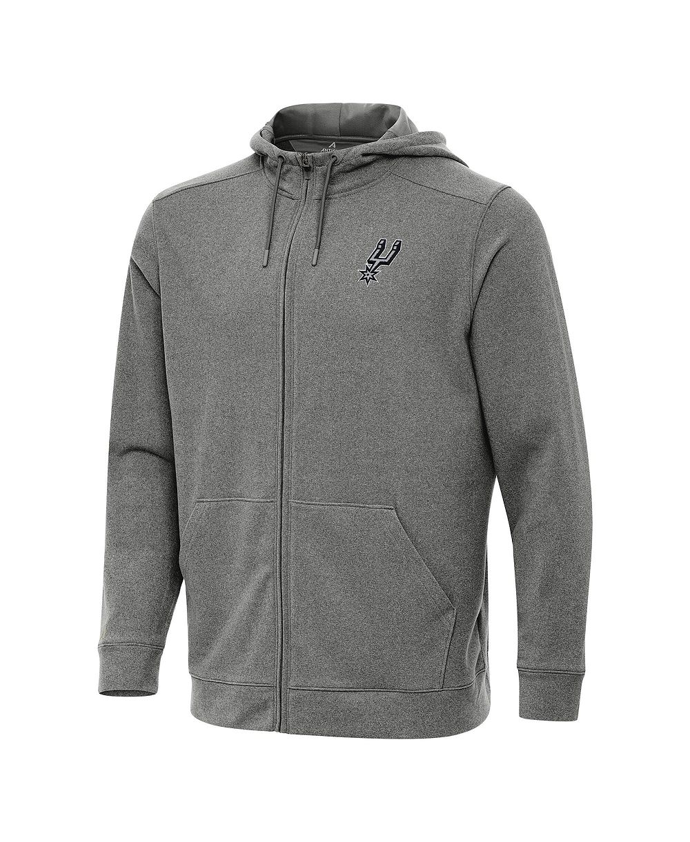 Antigua Men's Heather Charcoal San Antonio Spurs Effortless Full-Zip Hoodie Jacket
