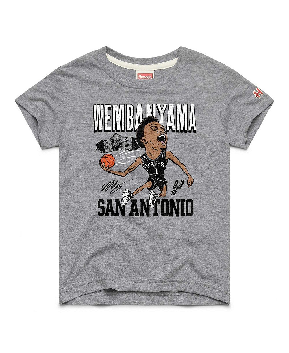 Homage Big Boys and Girls Victor Wembanyama Gray San Antonio Spurs Caricature Tri-Blend T-Shirt