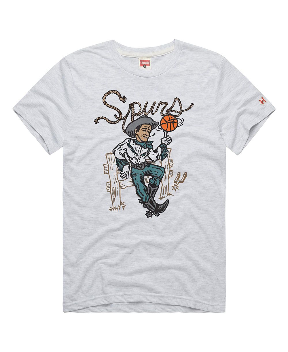 Мужская и женская футболка Homage San Antonio Spurs Cowboy Tri-Blend серая