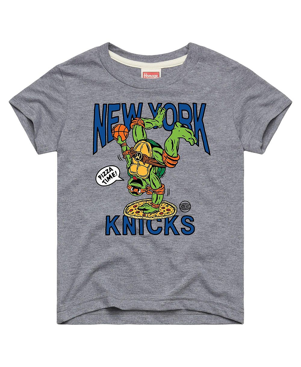 Детская футболка Homage New York Knicks x Teenage Mutant Ninja Turtles Michelangelo Gray