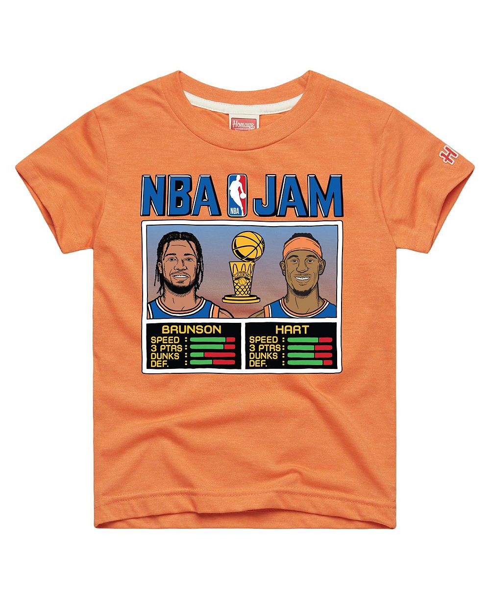 Детская футболка Homage Jalen Brunson Josh Hart New York Knicks NBA Jam Tri-Blend