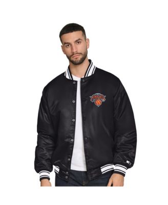 Starter Men's Black New York Knicks Final Buzzer Satin Varsity Full-Snap Jacket