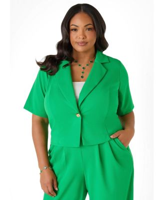 Ashley Stewart Women's Plus Size Cropped Crepe Blazer