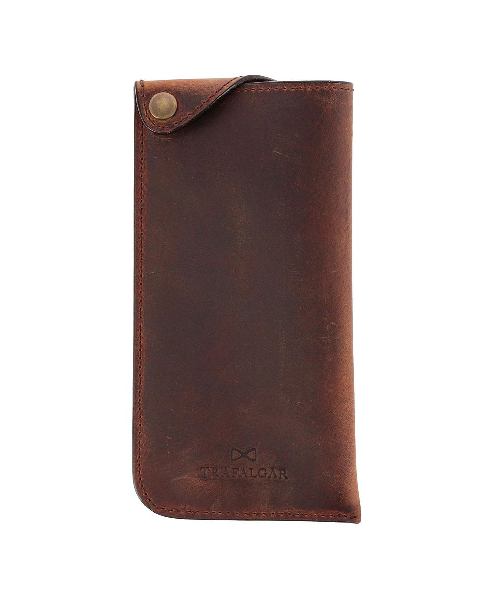 TRAFALGAR Men's Doyle Crazy Horse Leather Snap Closure Glass Case