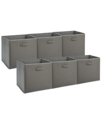 homfan 6-Pack Foldable Fabric Storage Bins with Faux Leather Handles, 13 Inch Cube Organizer Baskets for Shelves and Closet