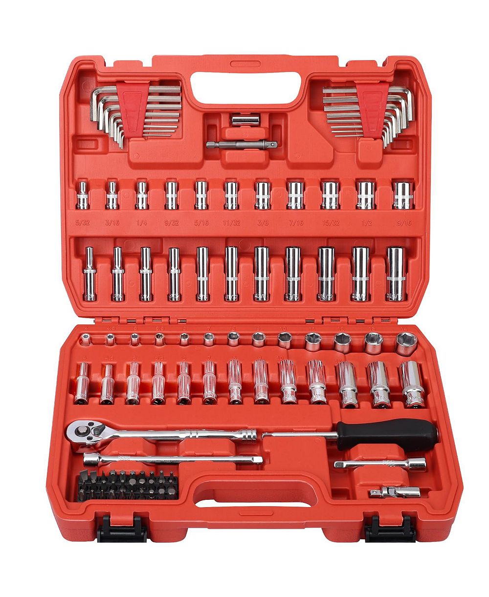 XDOVET 1/4inch  Socket Ratchet Wrench Set 101pieces  Metric SAE Allen Auto Repair