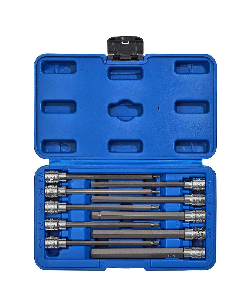 XDOVET Hex Bit Socket Set 3/8inch  Drive SAE 1/16-1/2inch  Long Allen CR-V S2 Steel 10pieces