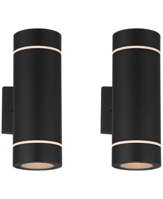 Possini Euro Design Wynnsboro High Modern Outdoor Wall Light Fixture Mount Porch House Up/Down Set of 2  Aluminum