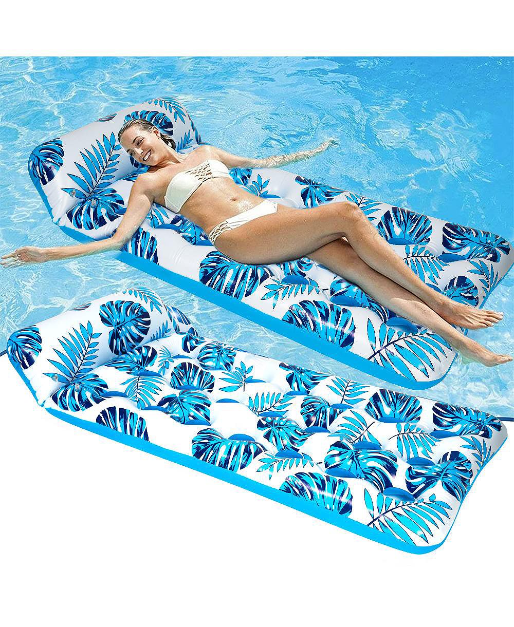 Cowin Inflatable Pool Float Mat 73"x34" with Headrest, 250 Lbs Capacity, Ages 14+