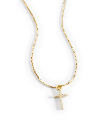 Mint & Lily Pave Cross Necklace in 18k Gold Plated Sterling Silver