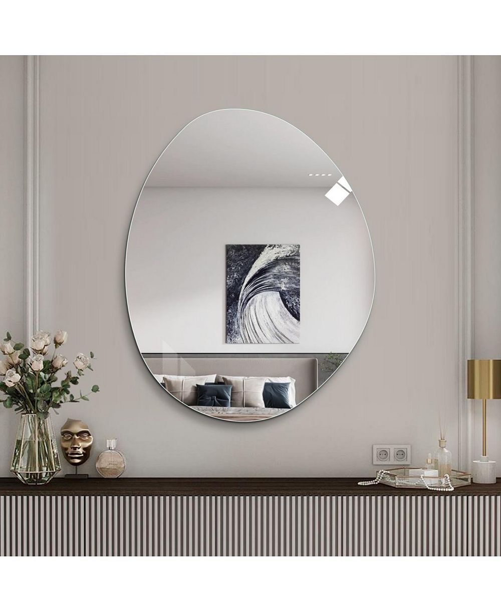 LAOTIES Modern Asymmetrical Wall Mirror, HD Copper-Free Vanity Mirror for Bathroom, Living Room and Entryway
