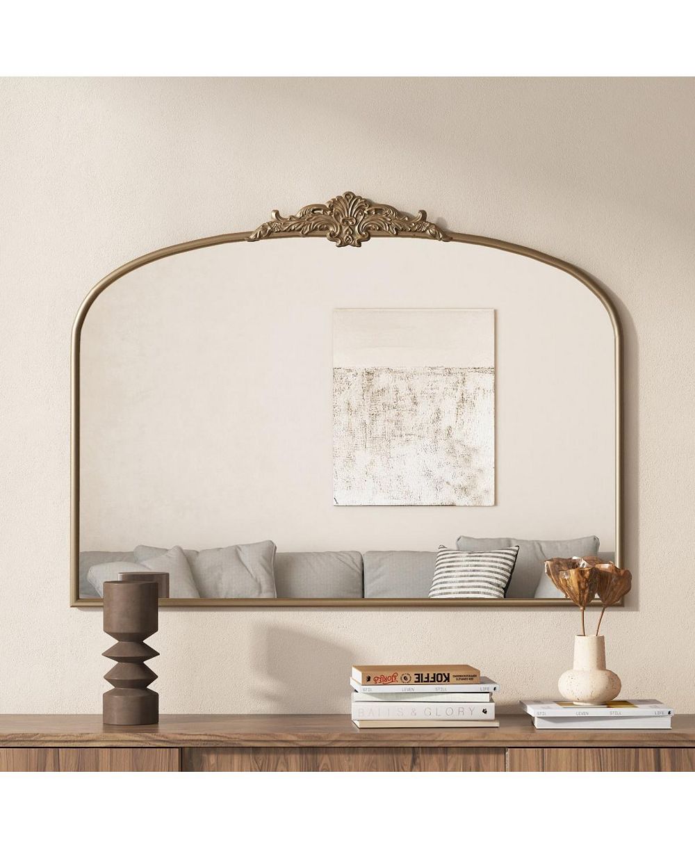 LAOTIES Vintage Arched Full Length Mirror with Stand Freestanding Iron Floor Mirror