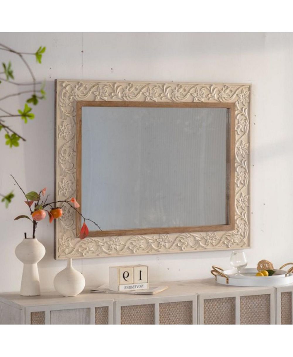 Зеркало LAOTIES 38" x 30" Vintage Wall Mirror, Decorative Rectangular Mirror с резной рамой
