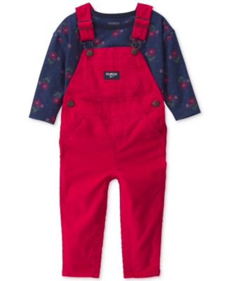 Oshkosh B'Gosh Baby Girls' Floral Corduroy Long-Sleeve Top and Overall Set