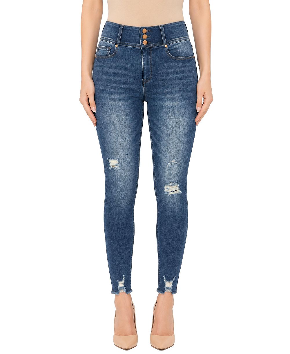 Indigo Poppy Women's Three Button Tummy Tuck High Rise Skinny